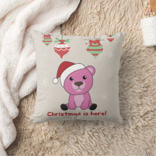 Colourful Bears Merry Christmas Winter Animals Bea Throw Pillow