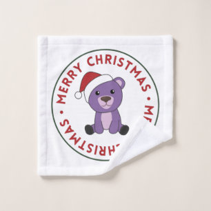Colourful Bears Merry Christmas Winter Animals Bea Wash Cloth