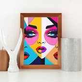 Colourful Beautiful Abstract Women Face Pop Art Poster