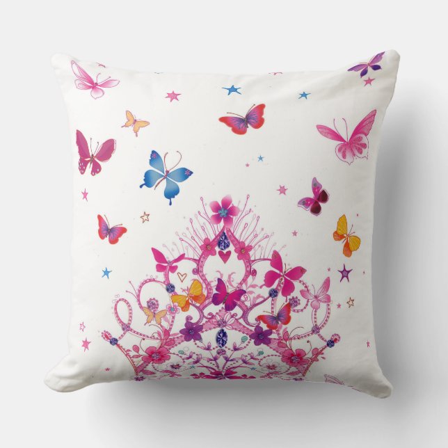 Colourful Beautiful Butterflies  little baby showe Throw Pillow (Front)