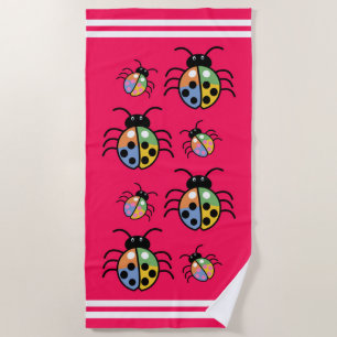 Colourful Beetles Beach Towel