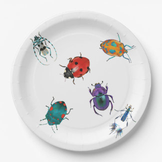 Colourful beetles paper plate