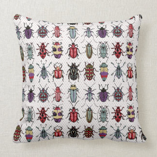 Colourful Beetles Throw Pillow
