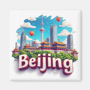Colourful Beijing City Skyline  Magnet