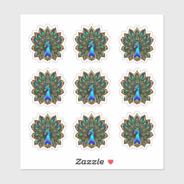 Colourful Bejeweled Plumage Peacock (Sheet)