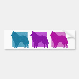 Colourful Belgian Sheepdog Silhouettes Bumper Sticker