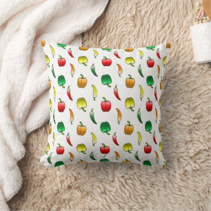 Colourful Bell Peppers and Sweet Long Peppers Throw Pillow