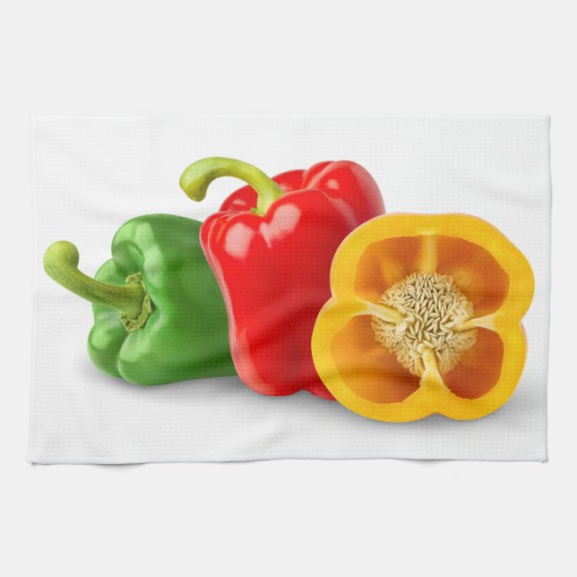 Colourful bell peppers kitchen towel (Horizontal)