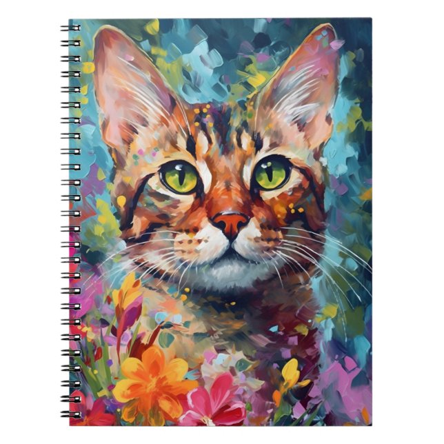 Colourful Bengal cat Notebook (Front)