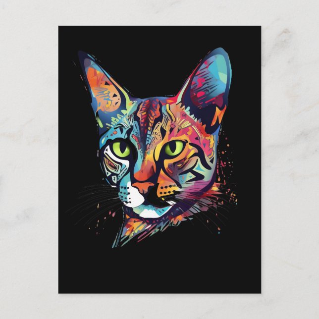Colourful Bengal cat Postcard (Front)