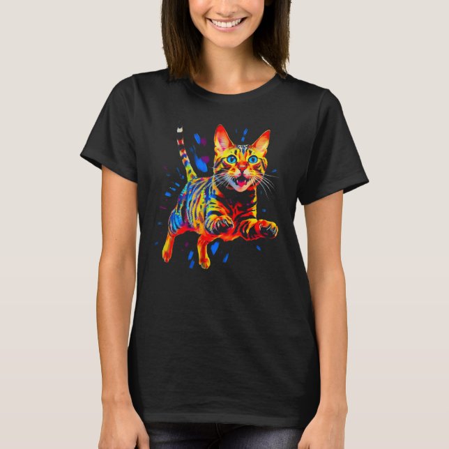Colourful Bengal Cat T-Shirt (Front)