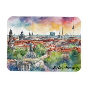 Colourful Berlin Germany Skyline Watercolor Magnet