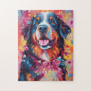 Colourful Bernese Mountain dog Jigsaw Puzzle