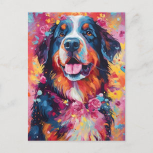 Colourful Bernese Mountain dog Postcard