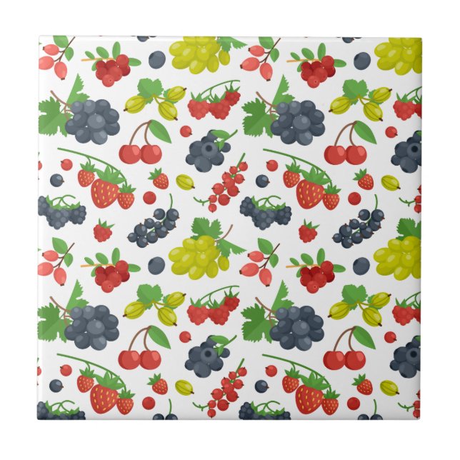 Colourful Berries Pattern Tile (Front)