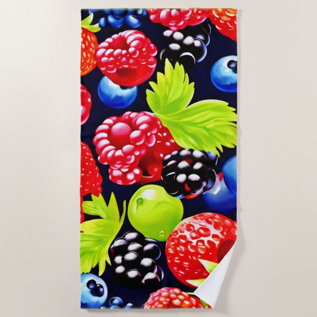Colourful Berry Medley Design Beach Towel (Front)