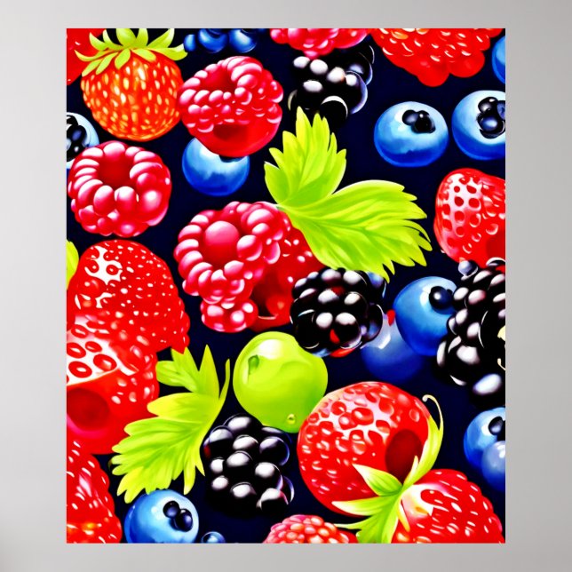 Colourful Berry Medley Design Poster (Front)