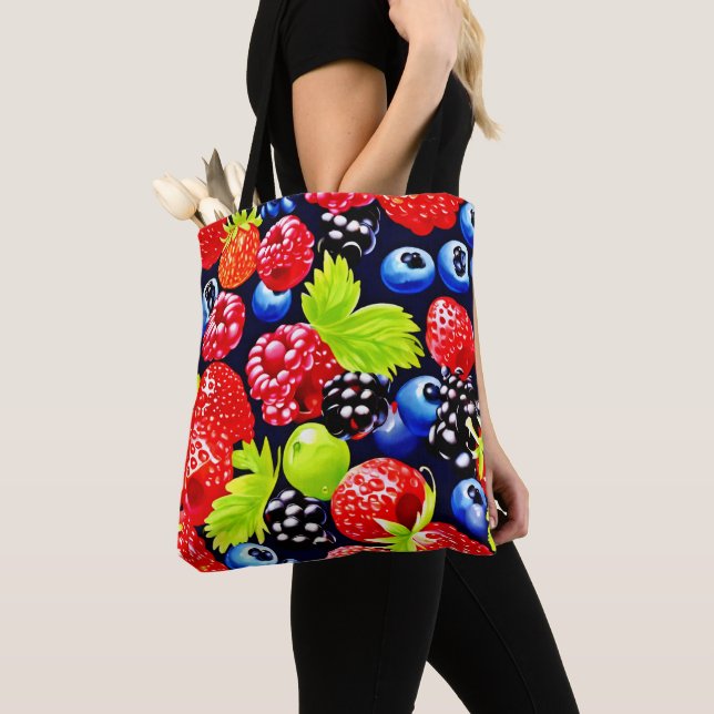 Colourful Berry Medley Design Tote Bag (Close Up)