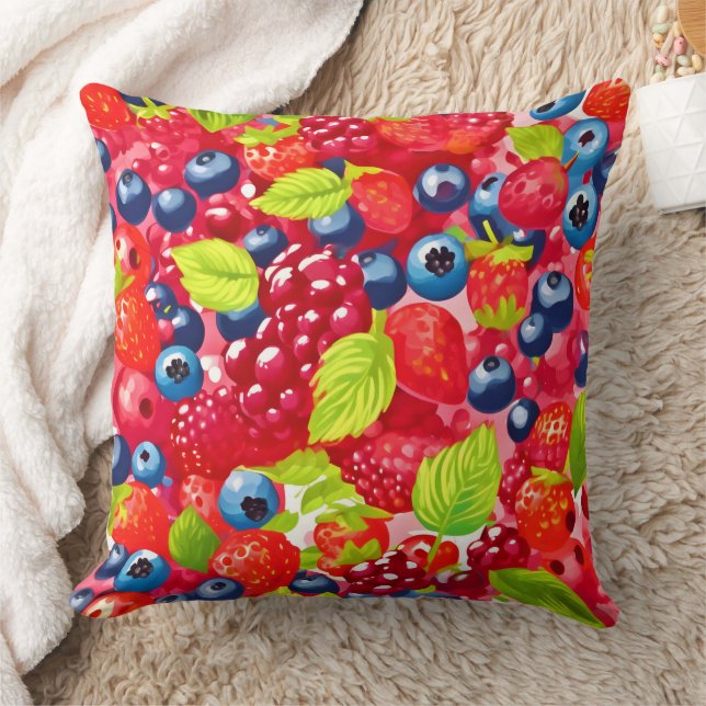 Colourful Berry Pattern Throw Pillow (Blanket)