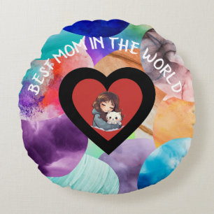 Colourful Best Mom In The World Throw Pillow