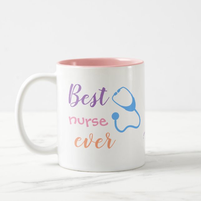 Colourful Best Nurse Mom Ever Two-Tone Coffee Mug (Left)