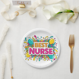 Colourful Best Nurse Party Plates