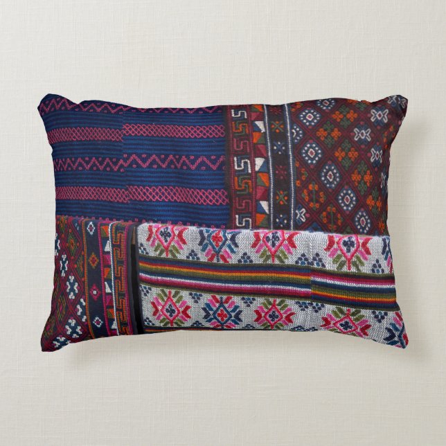 Colourful Bhutan Textiles Decorative Pillow (Front)