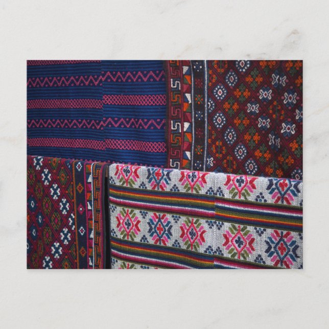 Colourful Bhutan Textiles Postcard (Front)