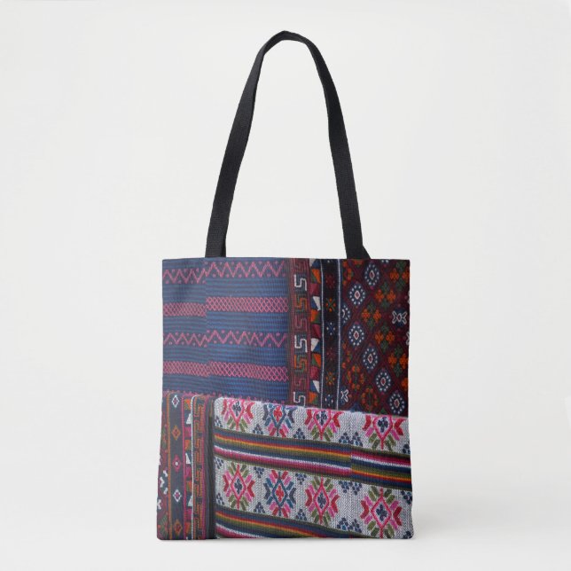 Colourful Bhutan Textiles Tote Bag (Front)