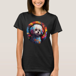 Colourful Bichon Frise Dog Dad Mom Graffity 1 T-Shirt