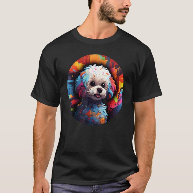 Colourful Bichon Frise Dog Dad Mom Graffity 1 T-Shirt (Front)