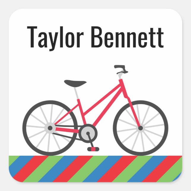 Colourful Bicycle Custom Personalized Stickers (Front)