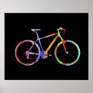 colourful bicycle on black poster
