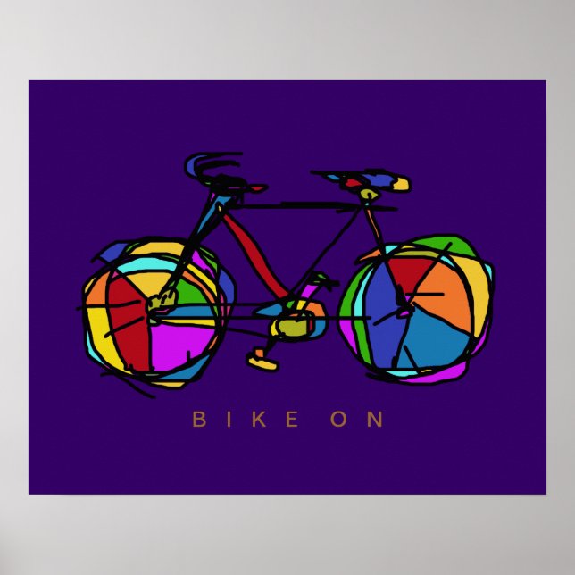 colourful bicycle on purple decor (Front)