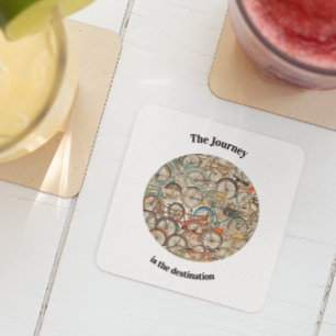 Colourful Bicycle Pattern customizable Glass Coaster
