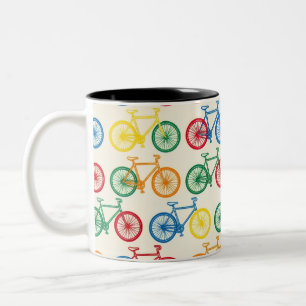 Colourful Bicycle Pattern Nordic Design Cushion Two-Tone Coffee Mug