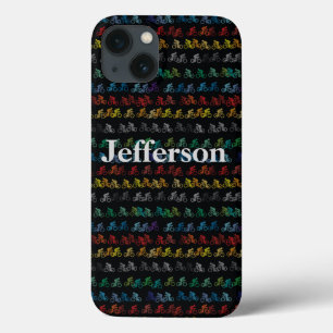 Colourful Bicycle Pattern on Black iPhone 13 Case