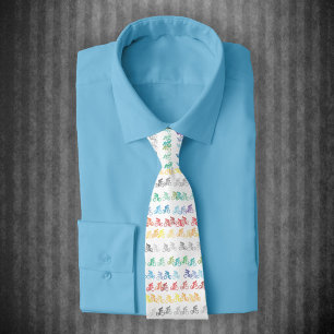 Colourful Bicycle Pattern on White Tie