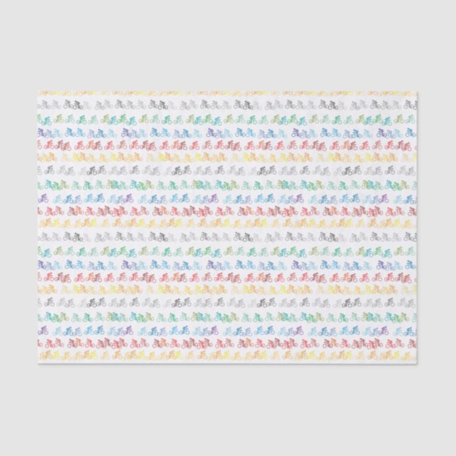 Colourful Bicycle Pattern on White Tissue Paper (Front)