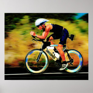 Colourful Bicycle Rider With Your Personal Name Poster