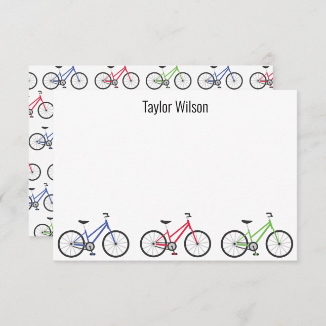 Colourful Bicycles Custom Personalized Note Cards (Front/Back)