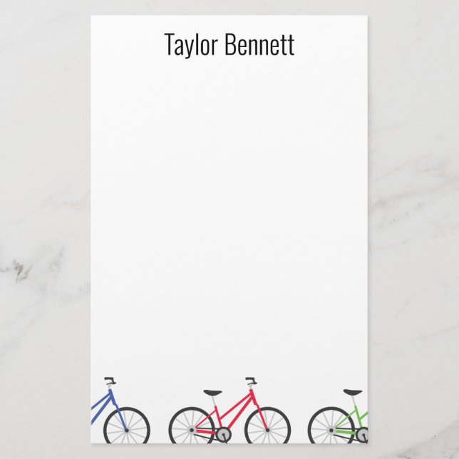Colourful Bicycles Custom Personalized Stationery (Front)
