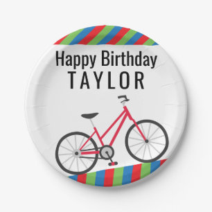 Colourful Bicycles Personalized Party Plates