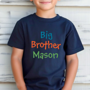 Colourful Big Brother Monogram Name Navy Toddler T-shirt