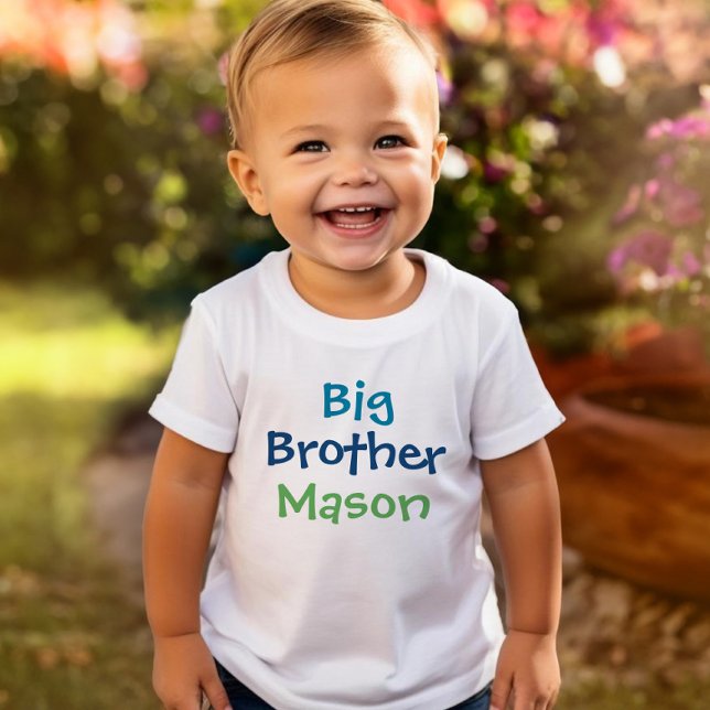 Colourful Big Brother Monogram Name White T-Shirt (Creator Uploaded)