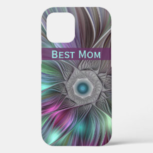 Colourful Big Flower Abstract Fractal Art Best Mom iPhone 12 Case