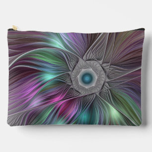Colourful Big Flower Abstract Trippy Fractal Art Accessory Pouch