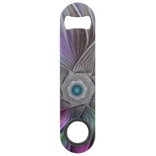 Colourful Big Flower Abstract Trippy Fractal Art Bar Key
