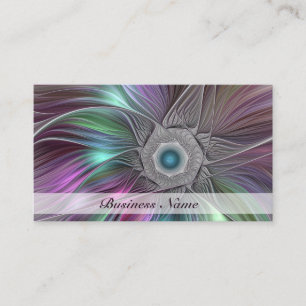 Colourful Big Flower Abstract Trippy Fractal Art Business Card