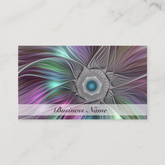 Colourful Big Flower Abstract Trippy Fractal Art Business Card (Front)